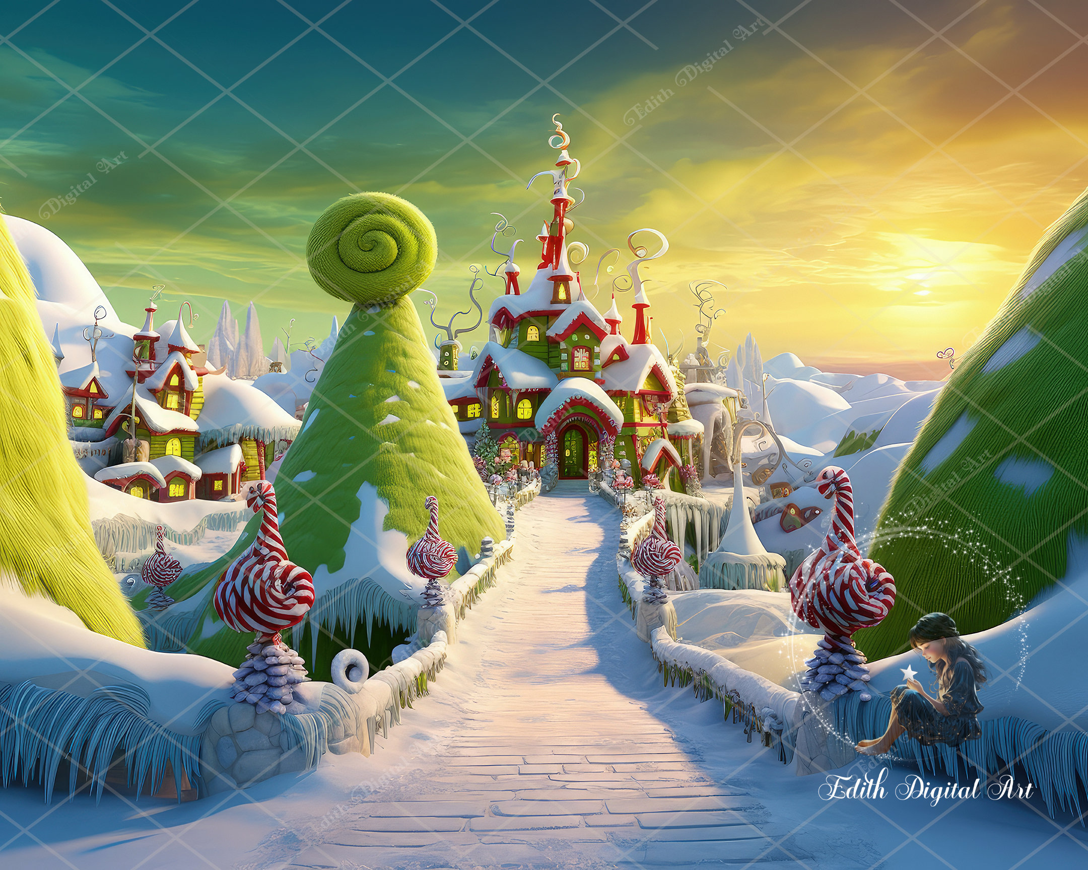 Weihnachten Digitaler Hintergrund, Weihnachtsfantasie Digitaler Hintergrund Fotografie zusammengesetzt, Spaß Fotoshooting Digitaler Download für Kindervorlage.