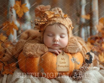Fall Newborn Digital Background, Newborn Face Insert, Pumpkin  Composite, Autumn Backdrop   Photography Portrait, Newborn Faceless, Add Face