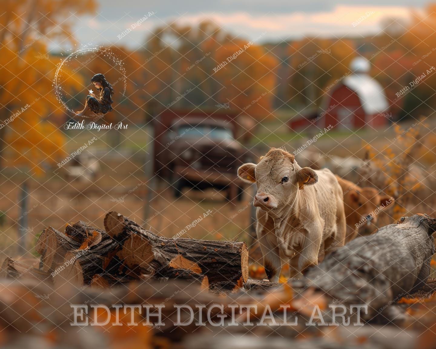 Fotografía digital de fondo de granja otoñal: vaca, granero rojo, campo,  camión, tronco, árboles, composición de fondo otoñal, retratos al aire  libre, descarga - Etsy México, image size:1440x1152