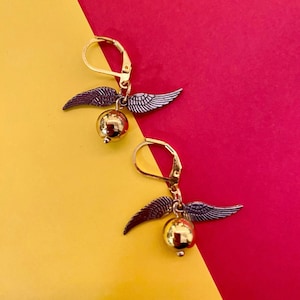 Golden Winged Ball Earrings | 18k Gold Plated | Sterling Silver Plated