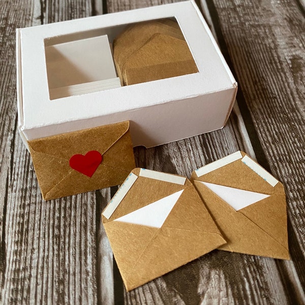 Tiny Love Notes : Enveloppes autocollantes | 15 billets par boîte | 1,5 x 1 po.