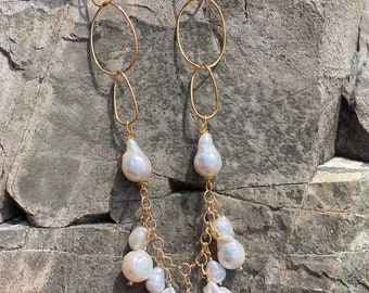 Freshwater pearls on a gold filled chain. 24”