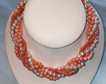 Coral and freshwater pearl necklace!