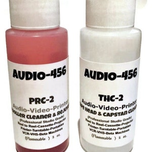 Audio 456  THPR-2 (1x2 oz) Studio Tape Head & Capstan Cleaner (1x2oz) Audio 456 Studio Pinch Roller Cleaner Rejuvenator for All Brand Decks