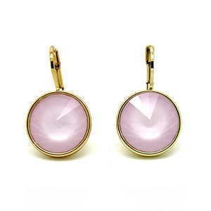 Regelmatige ronde Bella Vergulde Poeder Rose Oorbellen gemaakt met echte SWAROVSKI Kristallen