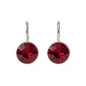 Baby  Round Bella Rhodium Plated Ruby Earrings made with Genuine SWAROVSKI Crystals
