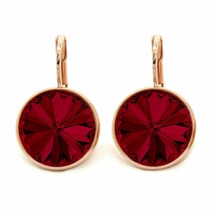 Ruby Rose-Plated Regular Round Bella  Earrings made with Genuine SWAROVSKI Crystals