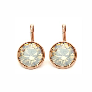 Crystal Golden Shadow  Rose-Plated Regular Round Bella  Earrings made with Genuine SWAROVSKI Crystals
