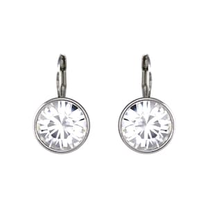 Round Bella Rhodium-Plated Crystal Earrings made with Genuine SWAROVSKI Crystals