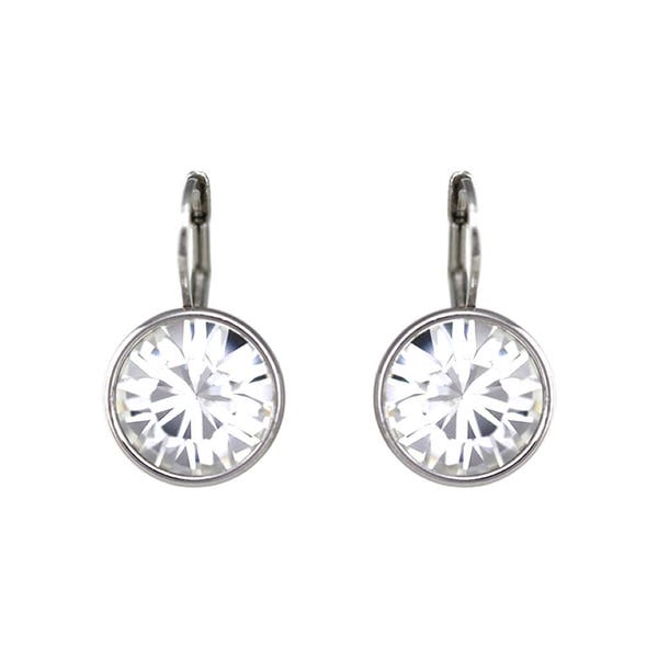 Round Bella Rhodium-Plated Crystal Earrings made with Genuine SWAROVSKI Crystals