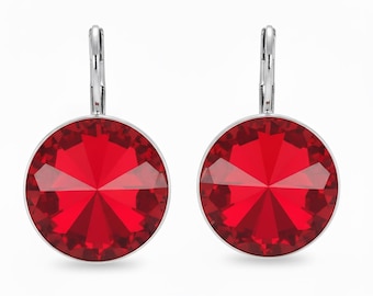 Large Bella Light Siam Pierced Crystal Earrings made with Genuine SWAROVSKI Crystals