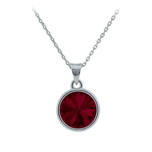 Regular Round Bella Rhodium-Plated Ruby Necklace  made with Genuine SWAROVSKI Crystals