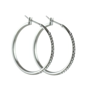 Round Rhodium-Plated Crystal Hoop Earrings Made with SWAROVSKI® Crystal