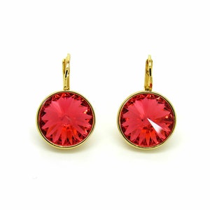 Regular Round Bella Gold-Plated Padpadsha Earrings made with Genuine SWAROVSKI Crystals