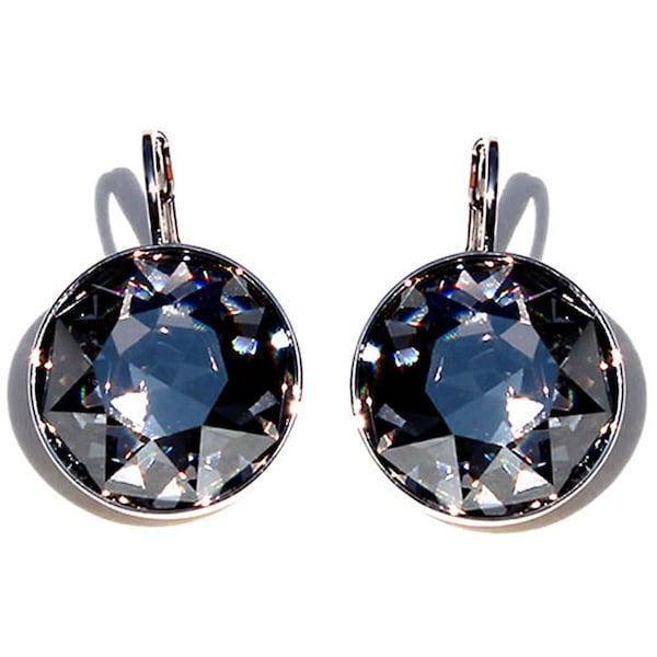 Large Bella Black Diamond Pierced Crystal Earrings made with Genuine SWAROVSKI Crystals