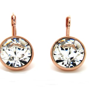 Bride, Bridesmaids, Bridesmaid Gifts  Rose-Plated Regular Round Bella  Earrings made with Genuine SWAROVSKI Crystals