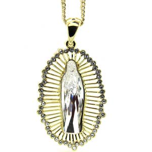 Virgin Mary Virgen de Guadalupe Gold Plated Crystal Necklace made with SWAROVSKI® Crystals