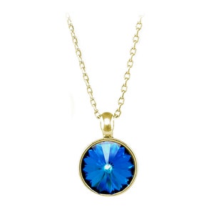 Normale ronde Bella vergulde saffier ketting gemaakt met echte SWAROVSKI kristallen