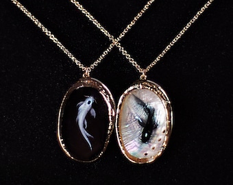 Yin Yang Fish Necklace, Fish Painting, Yin Yang Art, Couple Koi Fish Necklace