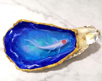3D Resin Tancho Koi Fish Painting, Oyster Shell Art