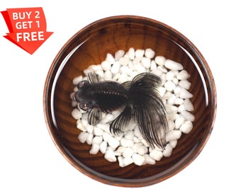 Black Moor Goldfish Resin Art - Unique Handcrafted Coffee Table Decor - Customizable and Made to Order