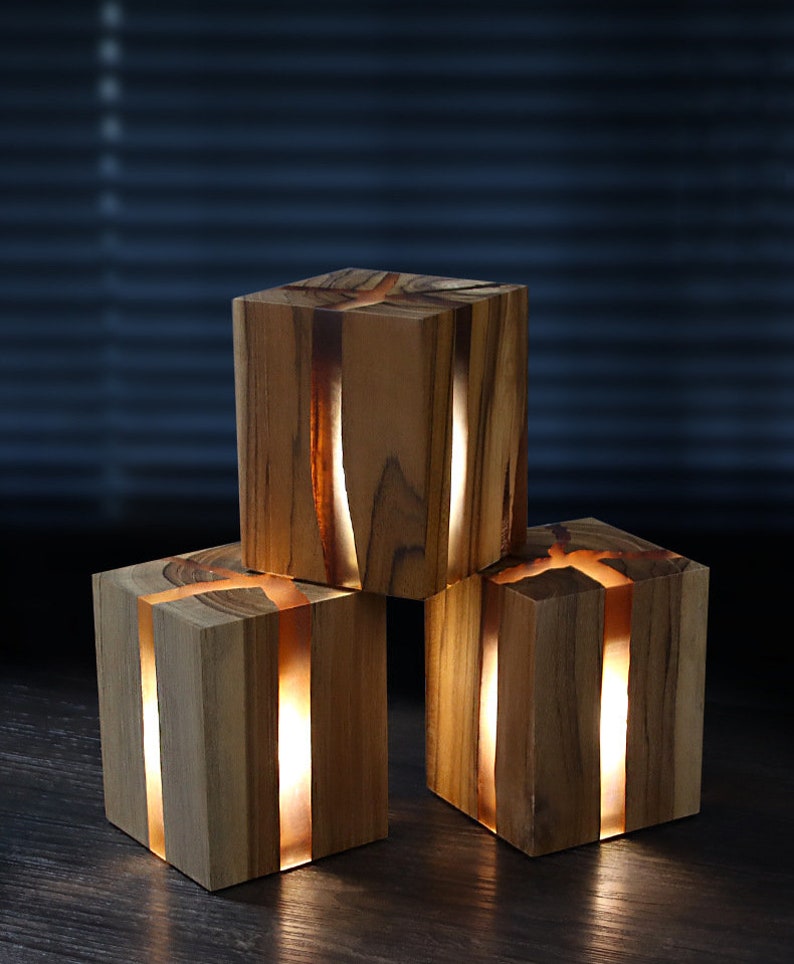 Handmade Resin and Wood Night Light Resin Art House Warming Etsy