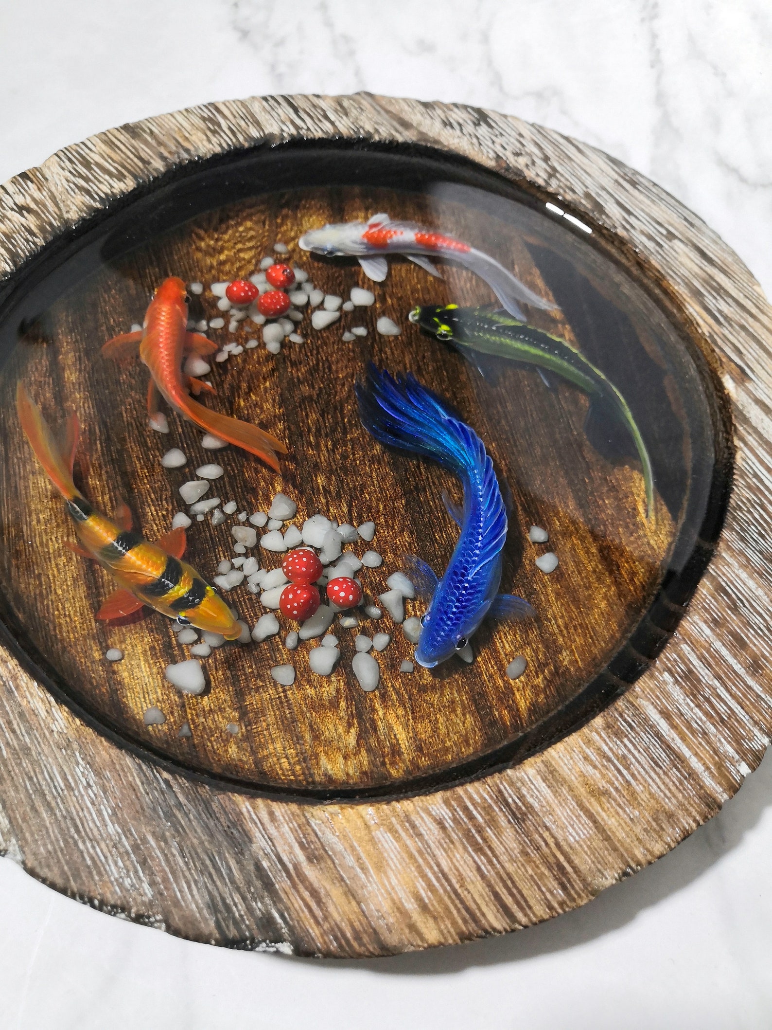 Stunning 5 Fish Resin Painting Artwork Anniversary Gift Etsy