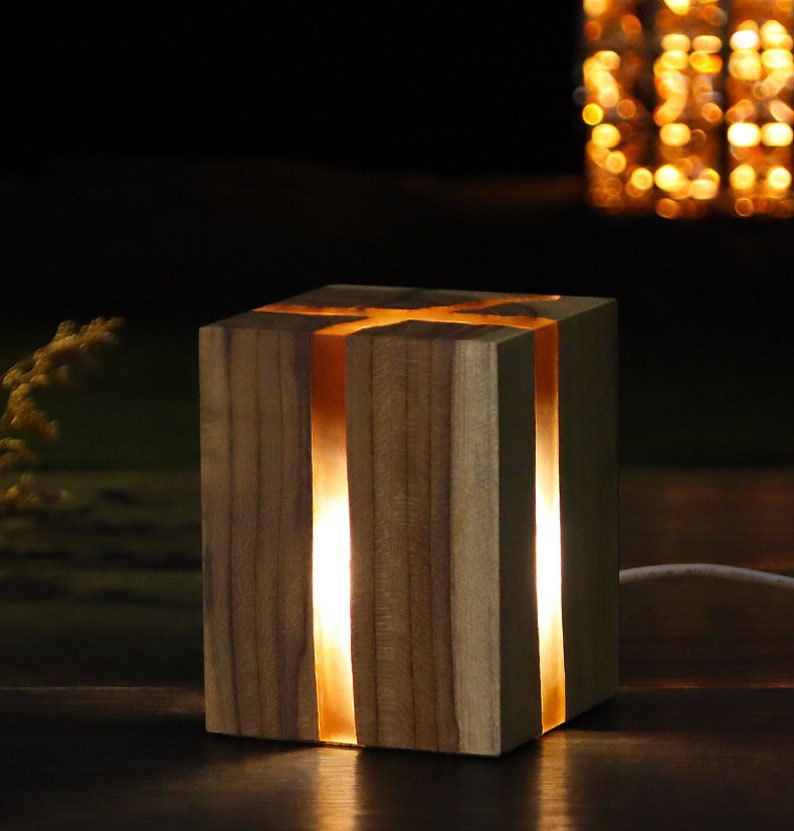 Handmade Resin and Wood Night Light Resin Art House Warming Etsy