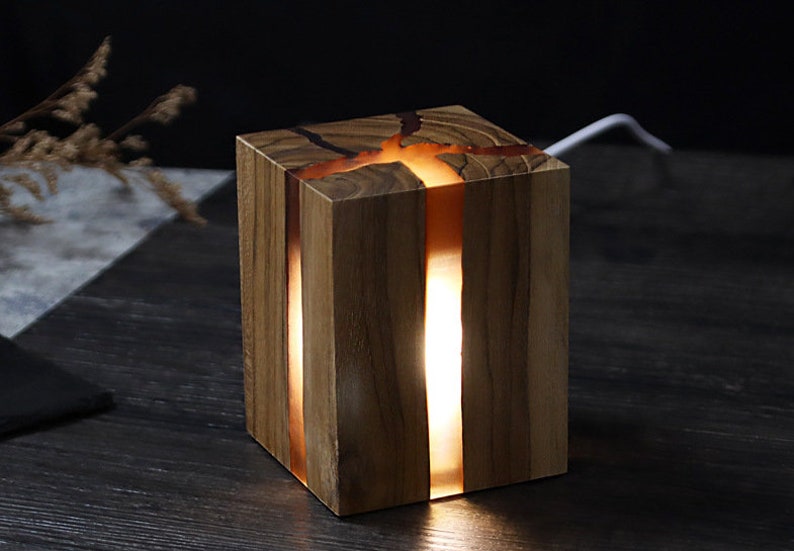 Handmade Resin and Wood Night Light Resin Art House Warming Etsy
