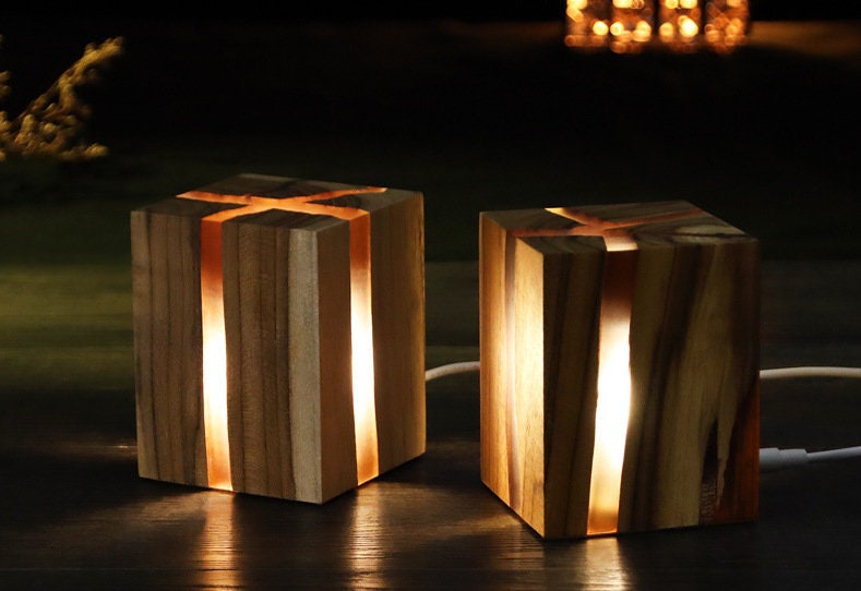 Wood and Resin Lamps Etsy