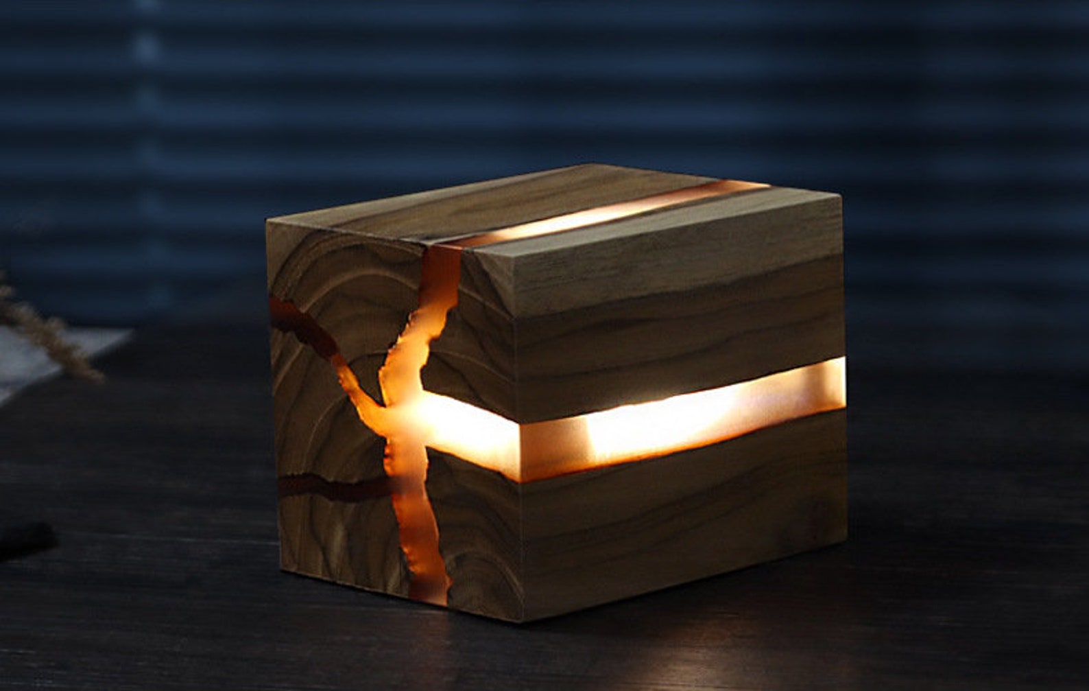 Handmade Resin and Wood Night Light Resin Art House Warming - Etsy