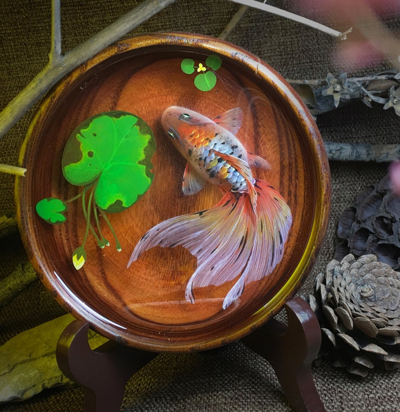 Calico Fantail Goldfish Resin Painting Resin Art Etsy