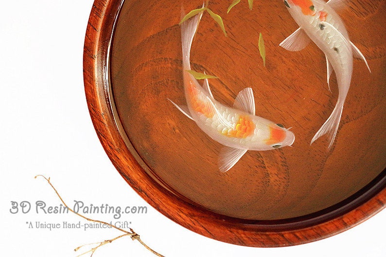 Koi Fish in Love Resin Art best anniversary gift and Etsy