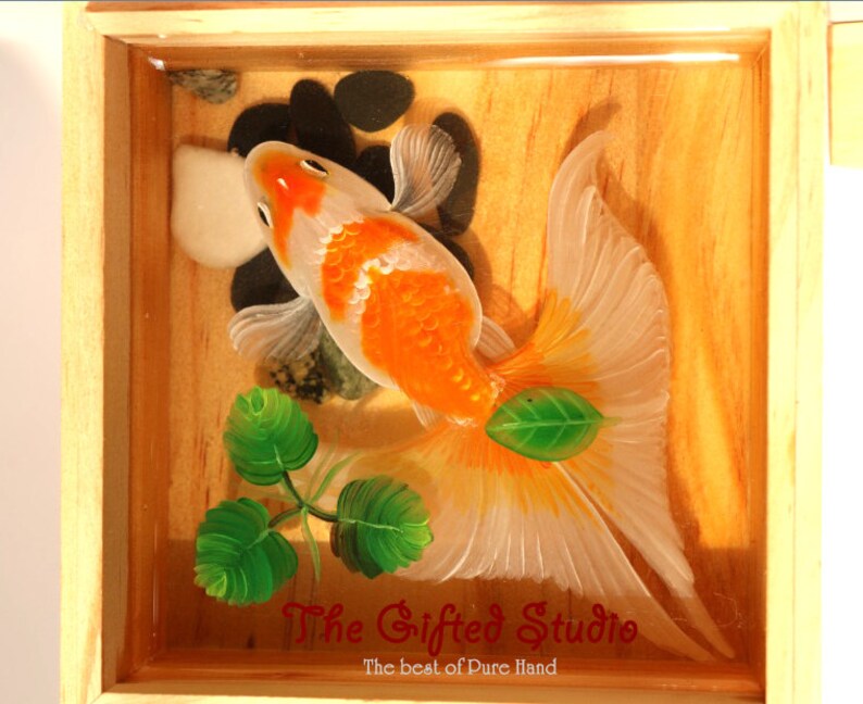 Orange and White Goldfish Resin Painting Resin Art Hand Etsy