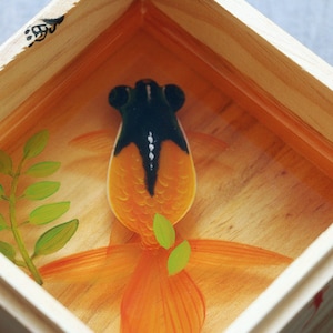 Black and Orange Goldfish Resin Art, 3D goldfish paintings, hand painting creative gift, art decoration by acrylic paints and epoxy resin image 3