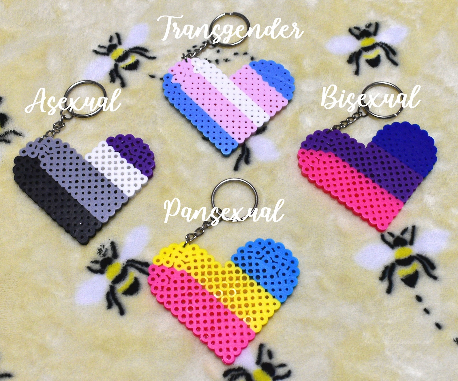 Heart Pride Flags Perler Beads Key Chains Etsy Canada