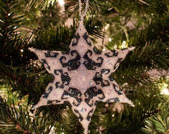 Swirly Snowflake Peyote Star Ornament PDF Tutorial - Northern Expressions Needlework