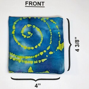 Bifold wallet - Blue/Yellow Swirl Batik - RFID PROTECTION - fits most international currencies