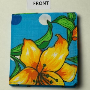 Bifold wallet - Hawaiian Aloha - Blue Hybiscus Print - RFID PROTECTION - fits most international currencies