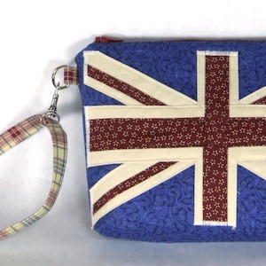 Pulseira Union Jack com apliques florais / bolsa pequena / bolsa ou bolsa de cosméticos