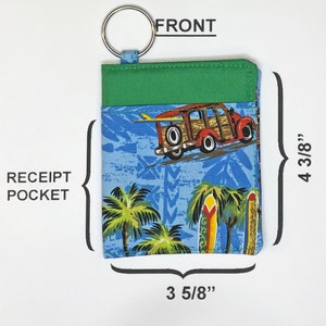 Keychain Mini Bifold wallet - Hawaiian Aloha Surfer - RFID PROTECTION
