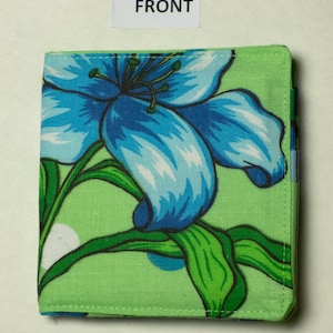 Bifold wallet - Hawaiian Aloha - Green Hybiscus Print - RFID PROTECTION - fits most international currencies