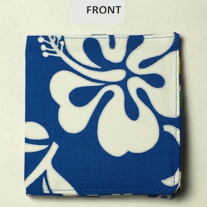 Bifold wallet - Hawaiian Aloha - Classic Blue Hybiscus - RFID PROTECTION - fits most international currencies