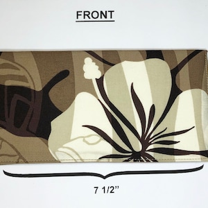 Beautiful Checkbook Cover - Tan Hibiscus Aloha, with lots of organizer features!