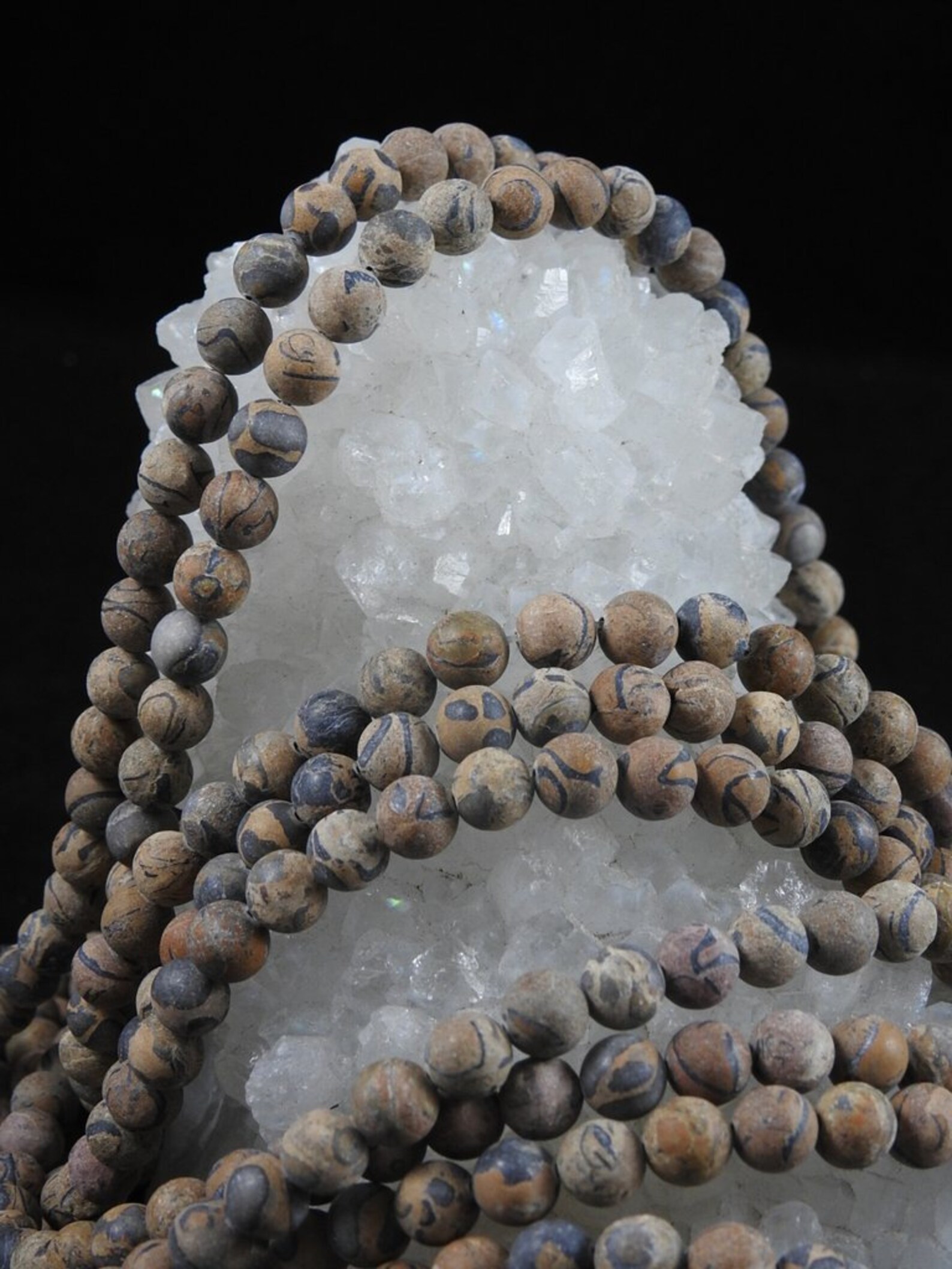 Matte Fossil Jasper Bead Strand Etsy