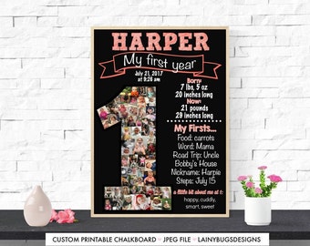Baby S First Year Collage Poster Digital Photo Collage Etsy