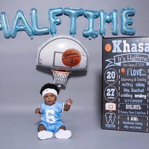 Basketball Half Birthday Chalkboard Sign - Print Yourself - Basketball Theme - Halftime Birthday Sign - 6 Months Old - Basketball Chalkboard
