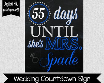 Bridal Shower Countdown Sign - Wedding Countdown Sign - Days Until She's Married - Wedding Shower Decor - Wedding Countdown - Any Color
