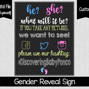 Gender Reveal Party Hashtag Sign Hashtag Sign Gender Reveal Party Share Your Photos Social Media Digital File You Print image 1