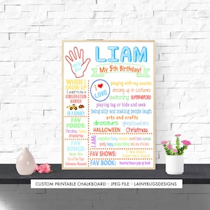 Placa de quadro negro para meninos de 5º aniversário - Quadro negro para impressão de 5º aniversário - Quadro negro de aniversário High Five - Placas de 5º aniversário - Imprima você mesmo